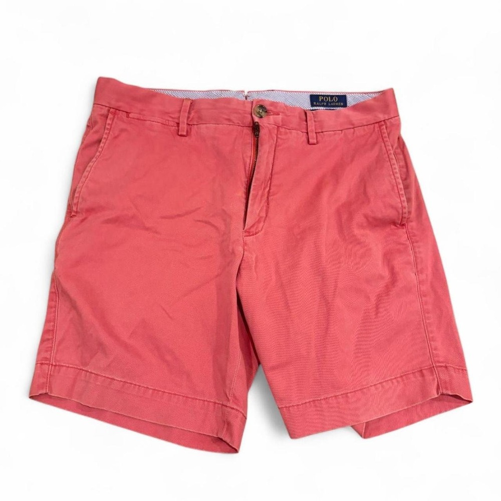 Polo Ralph Lauren Pink Red Stretch Straight Fit Chino Shorts Size 32